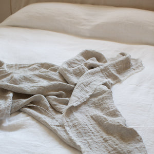 Ex-Prop HANDMADE CRUSHED LINEN BLANKET IN NATURAL