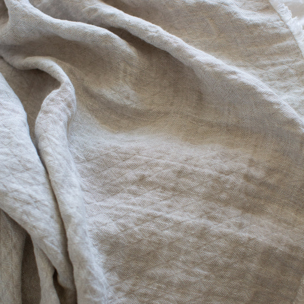 Ex-Prop HANDMADE CRUSHED LINEN BLANKET IN NATURAL