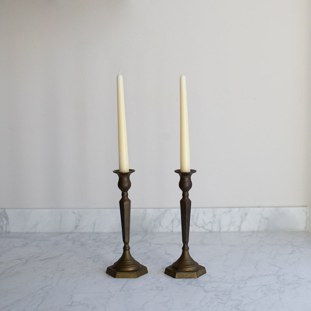 VINTAGE PAIR OF BRASS CANDLESTICKS