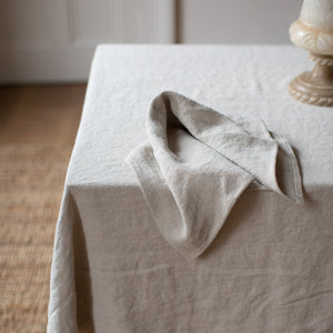 HEAVY WASHED BELGIAN LINEN NAPKIN SET IN ECRU