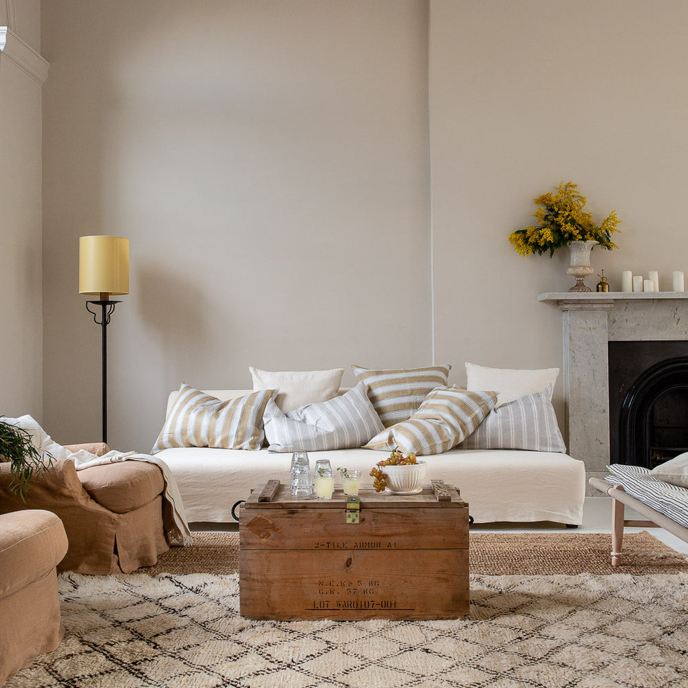 Grey Striped Belgian Linen Cushion Covers