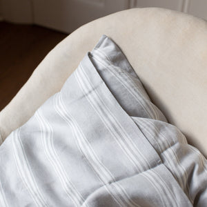 Grey Striped Belgian Linen Cushion Covers