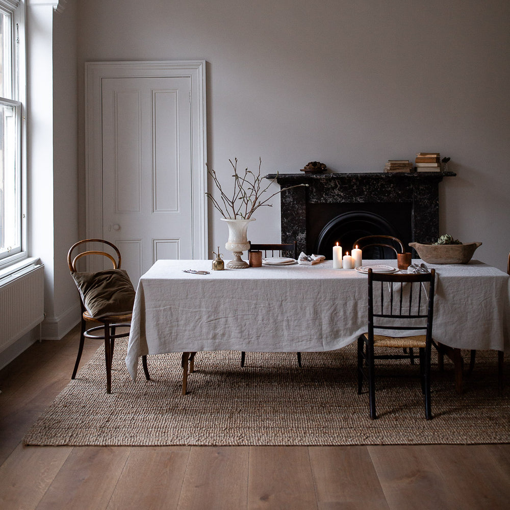 HEAVY WASHED BELGIAN LINEN TABLECLOTH IN ECRU