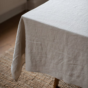 HEAVY WASHED BELGIAN LINEN TABLECLOTH IN ECRU