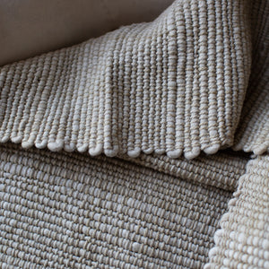 
            
                Load image into Gallery viewer, TEXTURED AND TASSELED HANDWOVEN MERINO WOOL BLANKET IN NATURAL
            
        