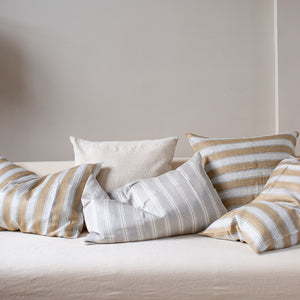 Grey Striped Belgian Linen Cushion Covers