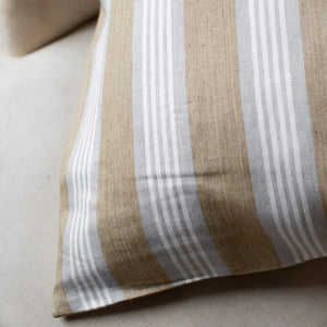 Tan Striped Belgian Linen Cushion Covers