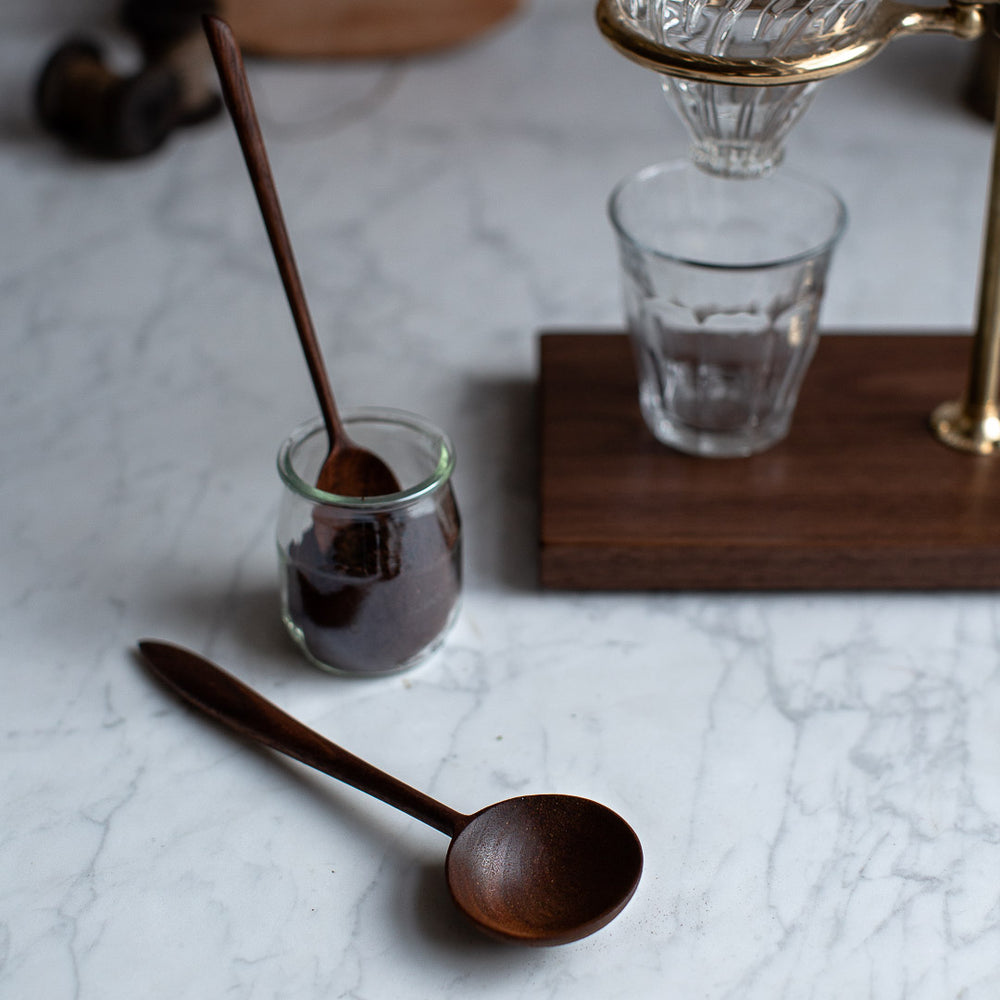 Hand Carved Walnut Coffee Scoop by Four Leaf Wood Shop