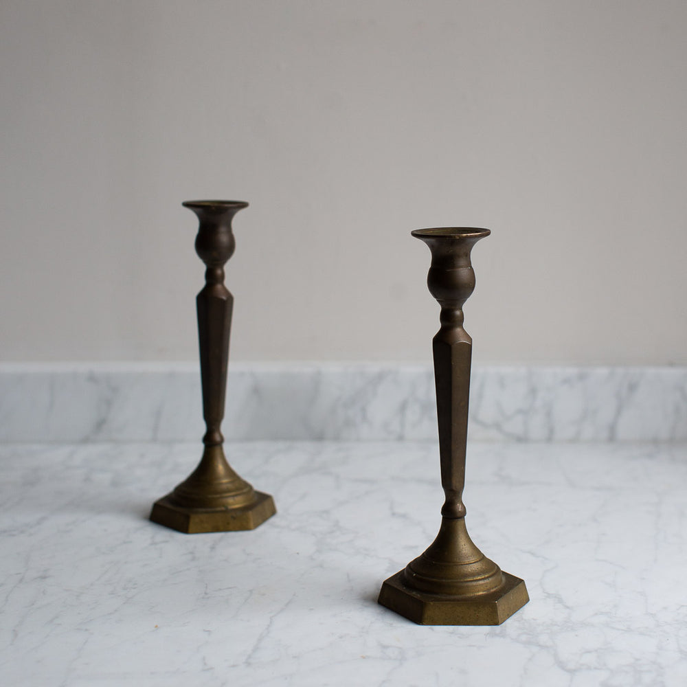 VINTAGE PAIR OF BRASS CANDLESTICKS