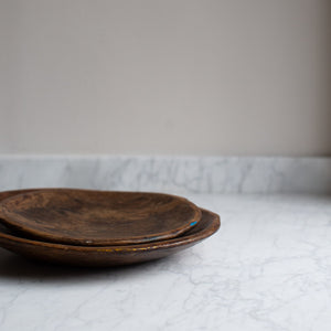 VINTAGE SHALLOW WOODEN BOWL