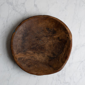 VINTAGE SHALLOW WOODEN BOWL