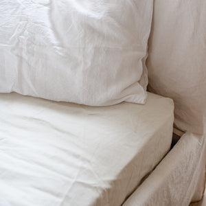 BELGIAN LINEN FITTED SHEETS IN NATURAL WHITE