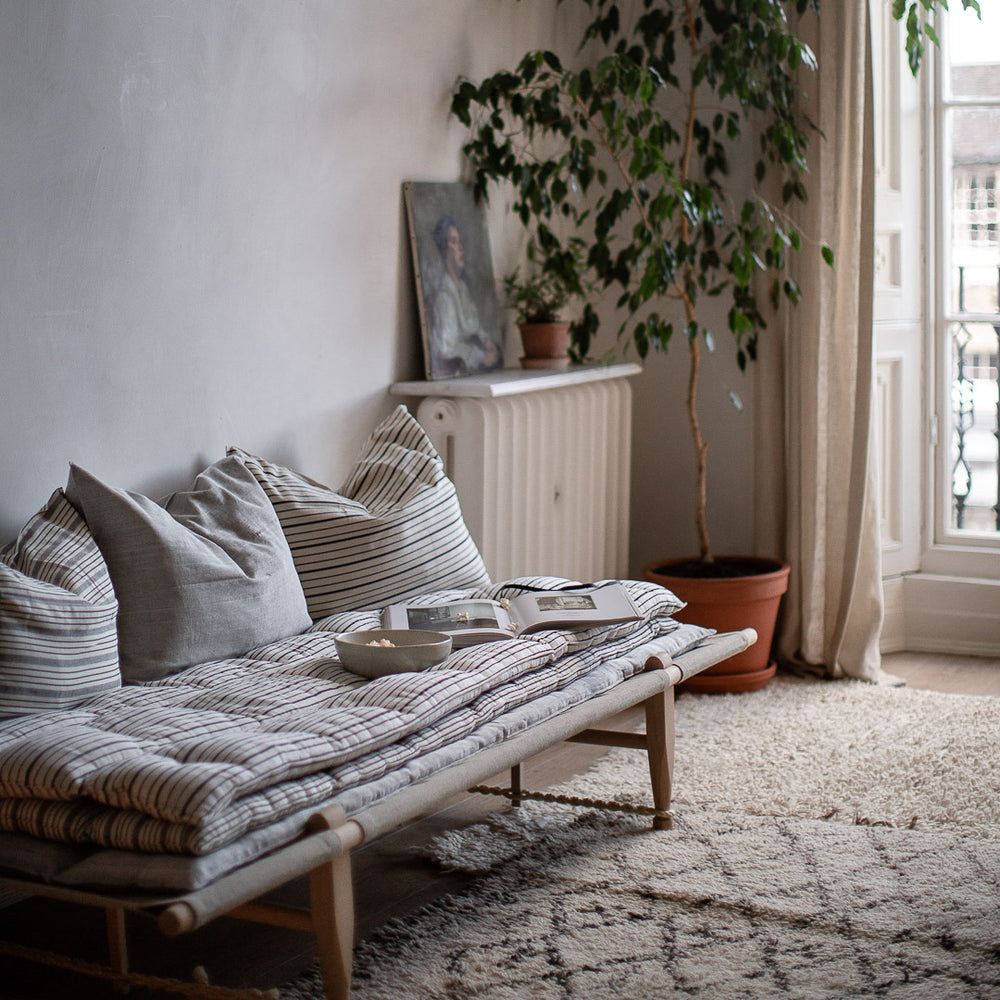 EXTRA LARGE HANDWOVEN COTTON CUSHION COVER IN SOFT CHARCOAL