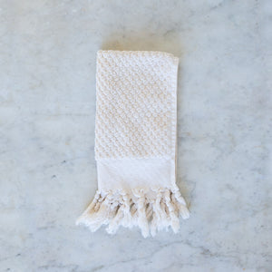 handwoven organic cotton towel with tassels 