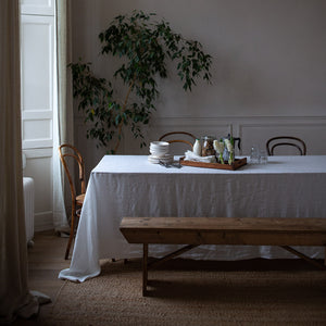 HANDMADE LINEN TABLECLOTH IN OFF-WHITE