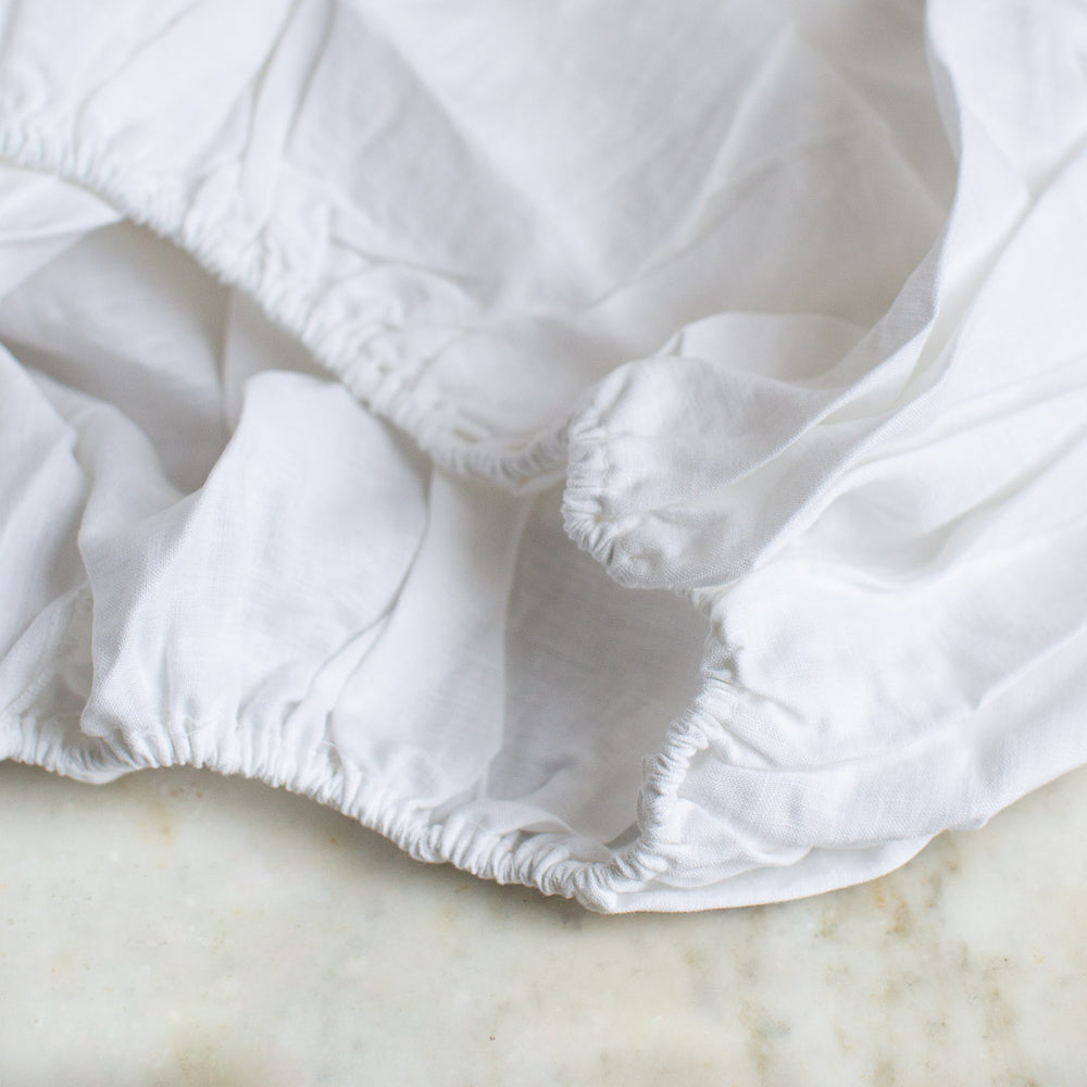 BELGIAN LINEN FITTED SHEETS IN PURE WHITE