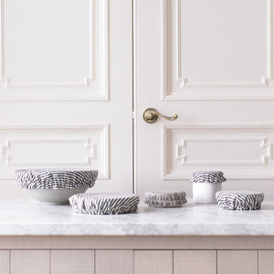 CLOTH BOWL COVER SET IN GREY TICKING