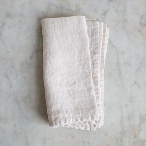 HANDMADE LINEN NAPKIN SET IN WARM WHITE