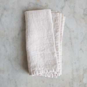 
            
                Load image into Gallery viewer, HANDMADE LINEN NAPKIN SET IN WARM WHITE
            
        