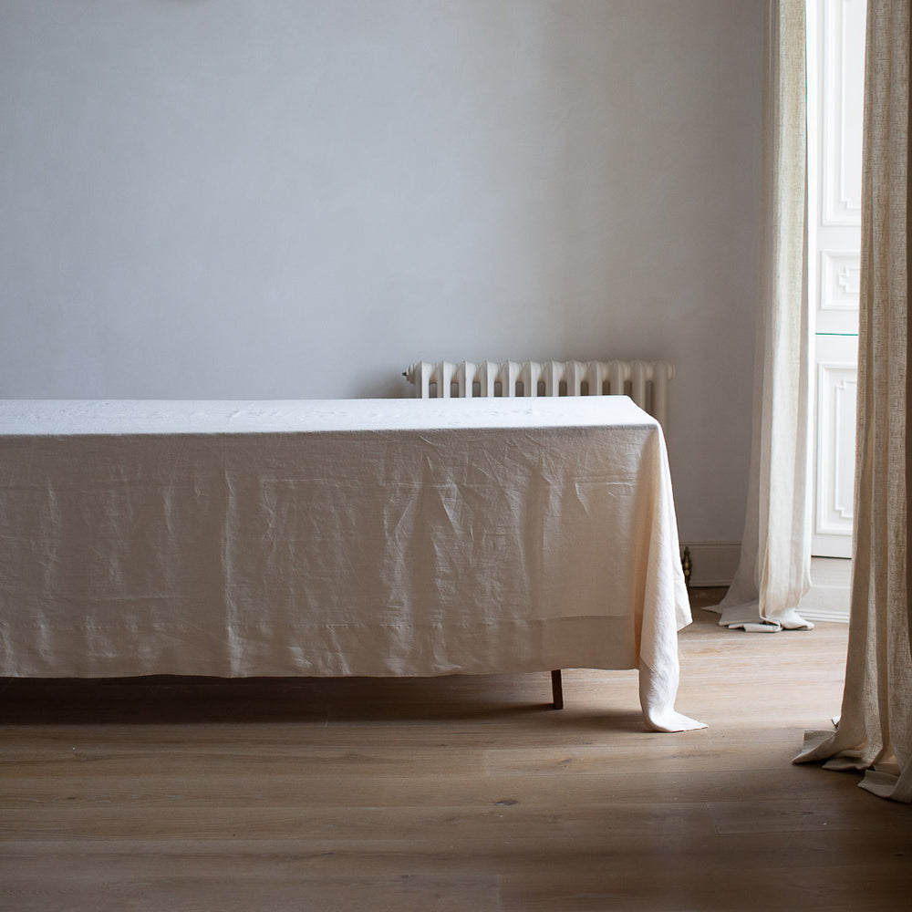 HANDMADE LINEN TABLECLOTH IN WARM WHITE