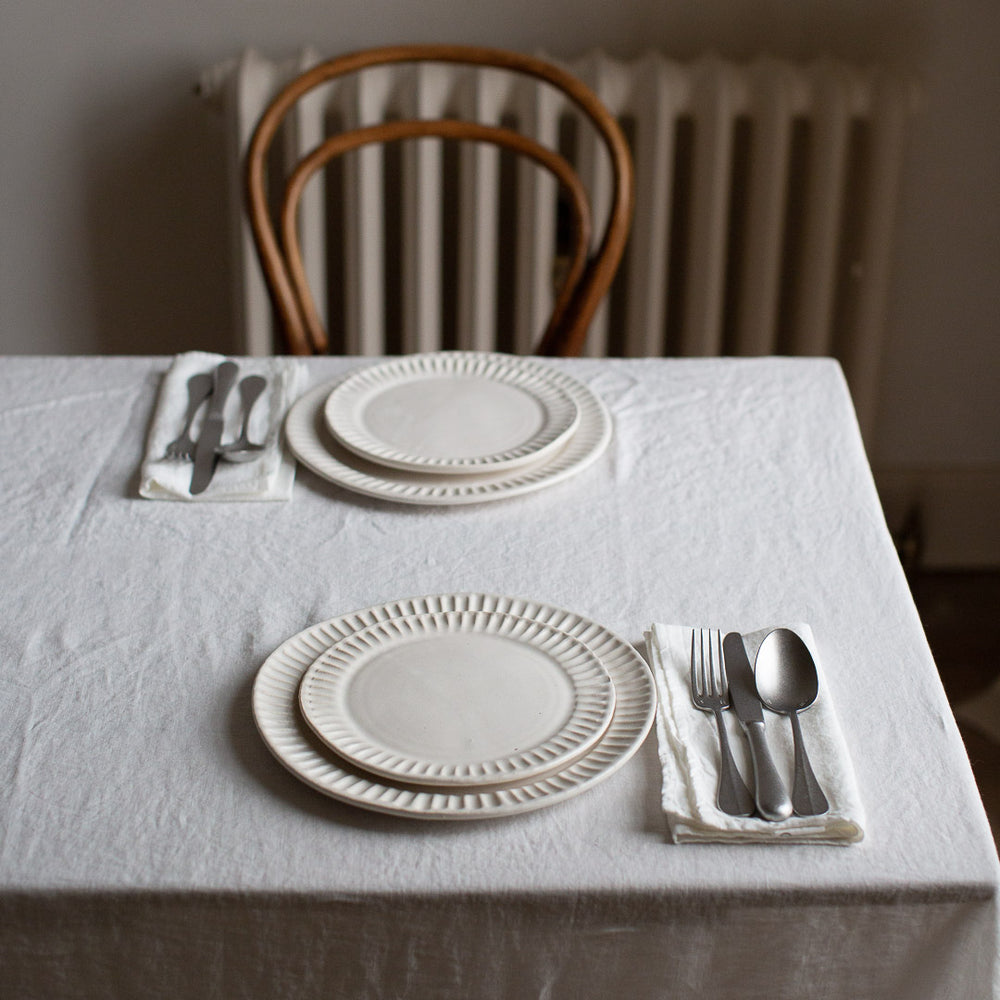 HANDMADE LINEN TABLECLOTH IN OFF-WHITE