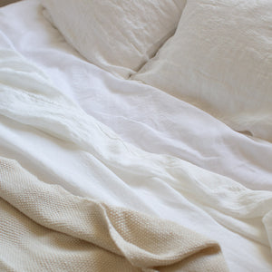 HANDMADE LINEN TOP SHEET IN OFF-WHITE