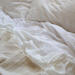 HANDMADE LINEN TOP SHEET IN OFF-WHITE