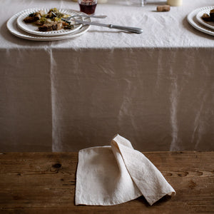 
            
                Load image into Gallery viewer, HANDMADE LINEN NAPKIN SET IN WARM WHITE
            
        
