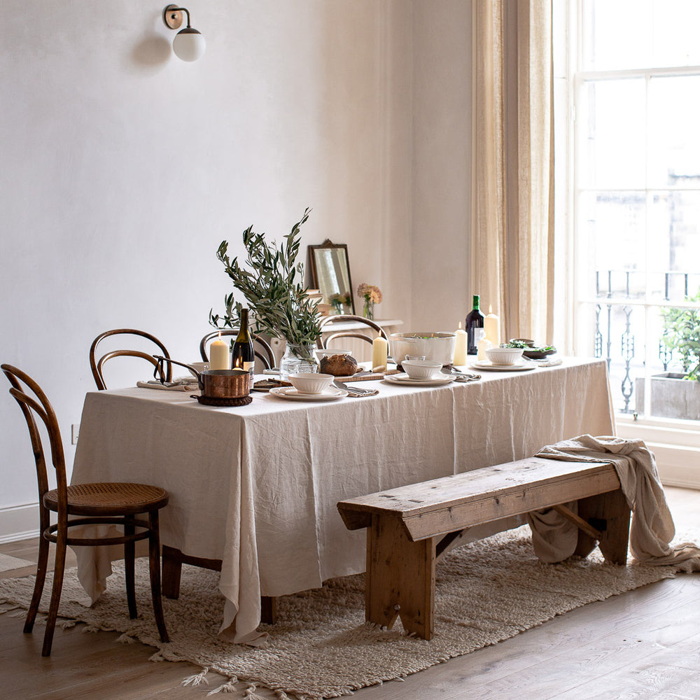 HANDMADE LINEN TABLECLOTH IN WARM WHITE