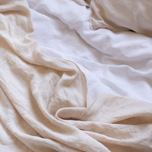 HANDMADE LINEN TOP SHEET IN WARM WHITE