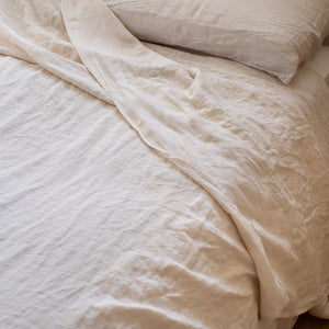HANDMADE LINEN TOP SHEET IN WARM WHITE