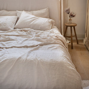 HANDMADE LINEN TOP SHEET IN WARM WHITE