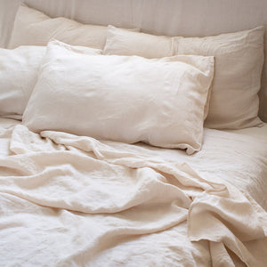 HANDMADE LINEN TOP SHEET IN WARM WHITE