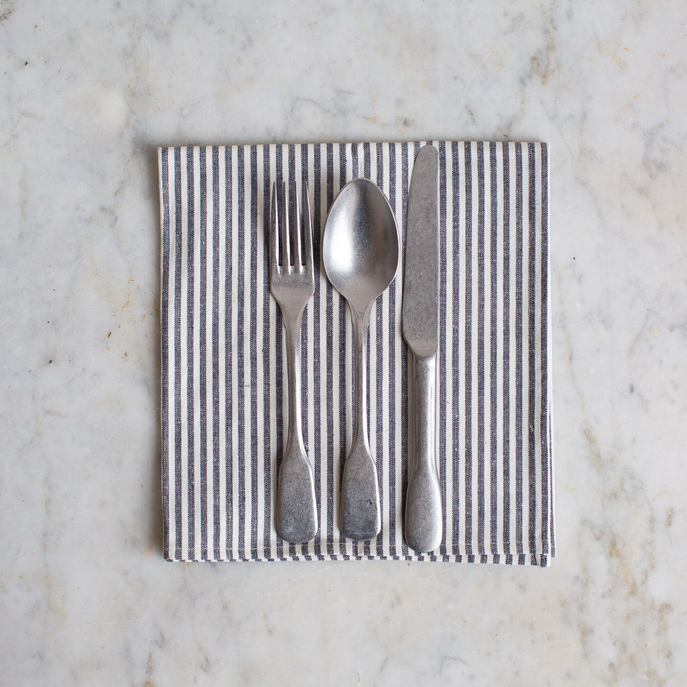 grey and off white stripe napkin set