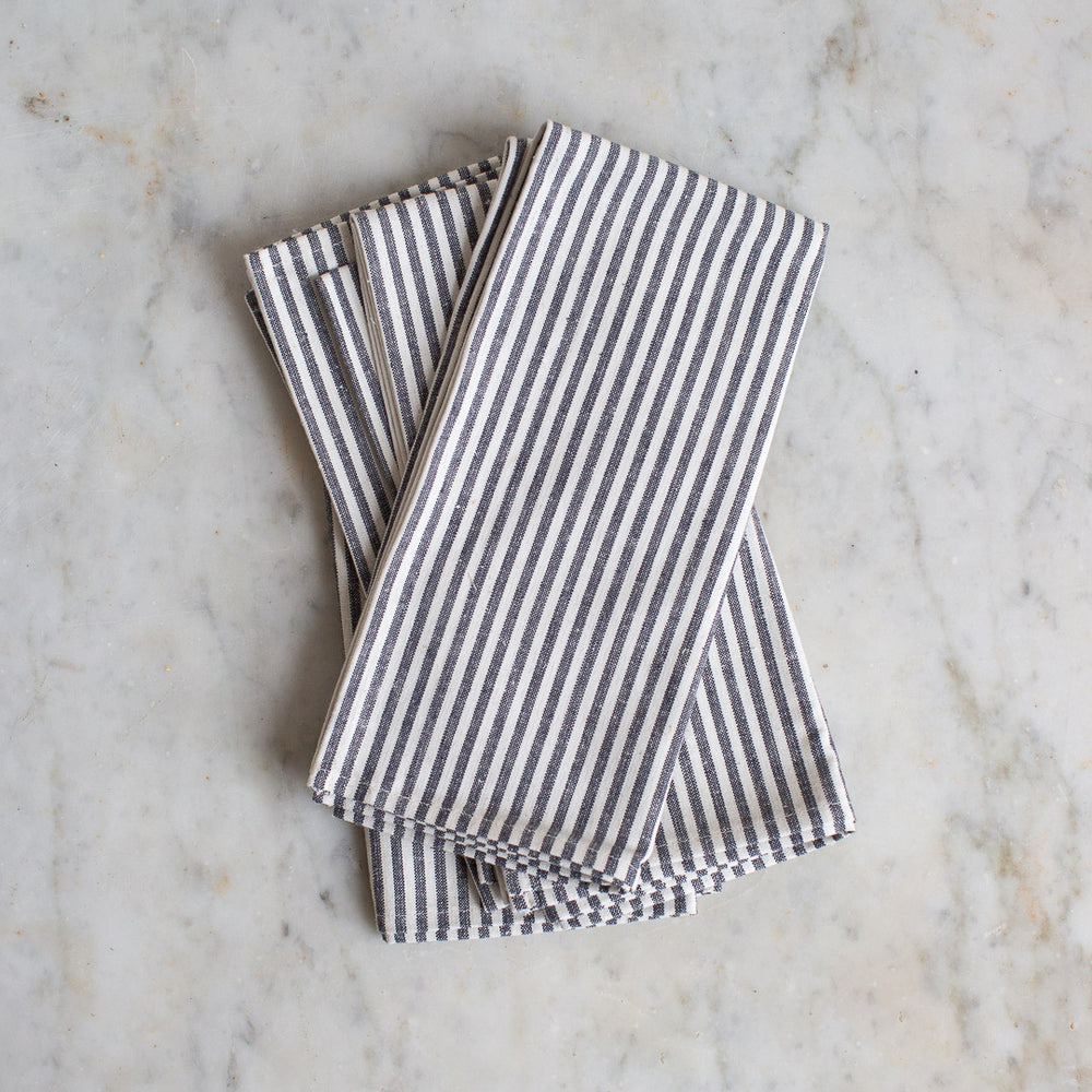 organic cotton and hemp napkin set in ticking 