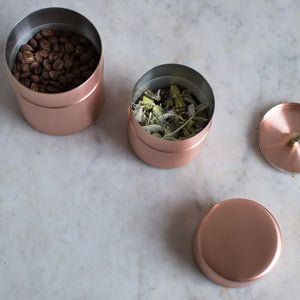 copper coffee and tea containers 