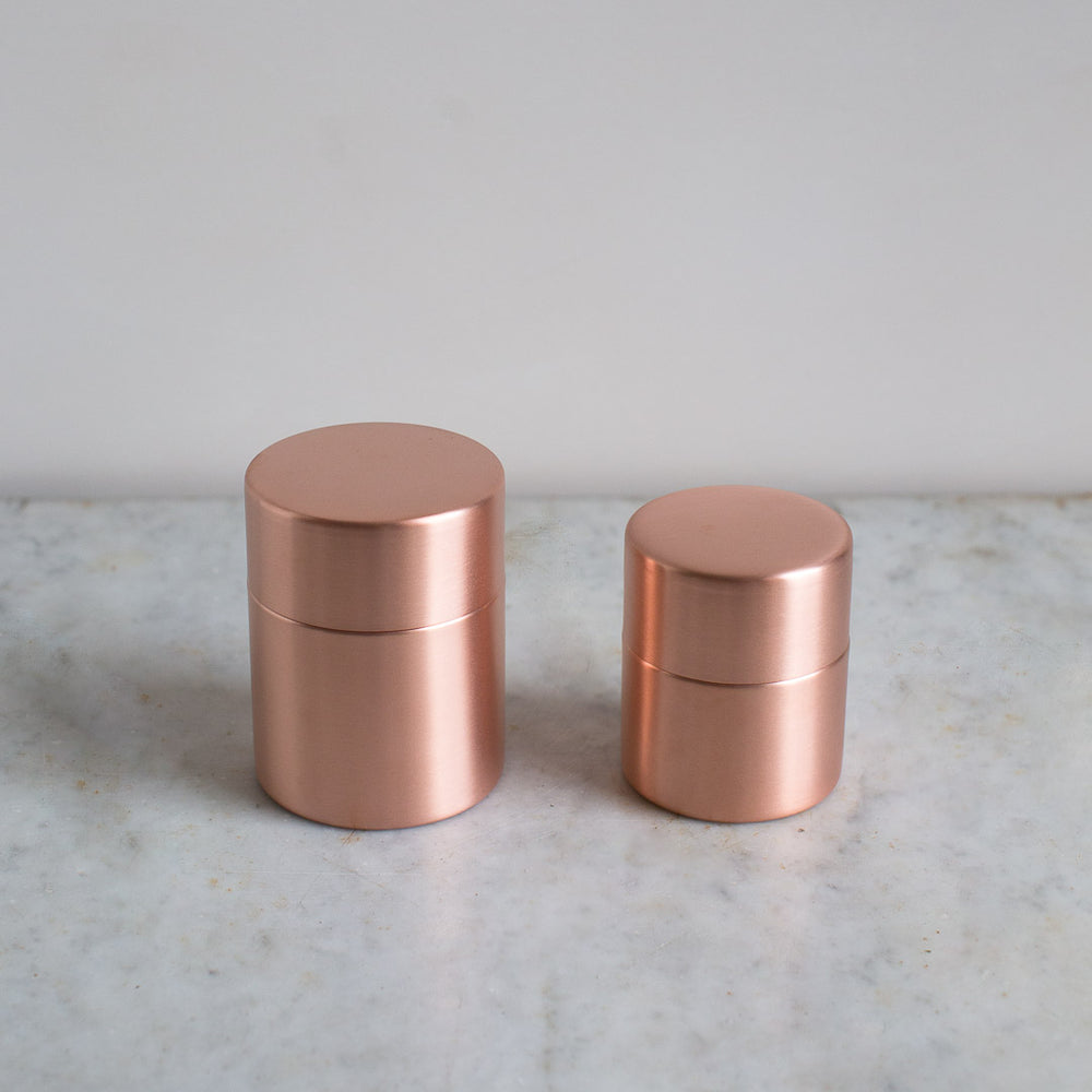 copper tea and coffee caddy 