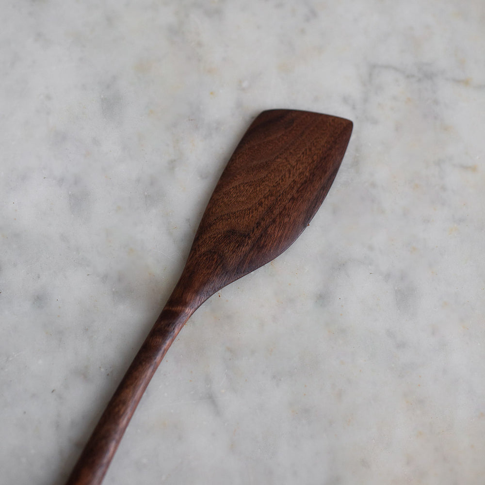 HAND CARVED BLACK WALNUT COOKING SPATULA