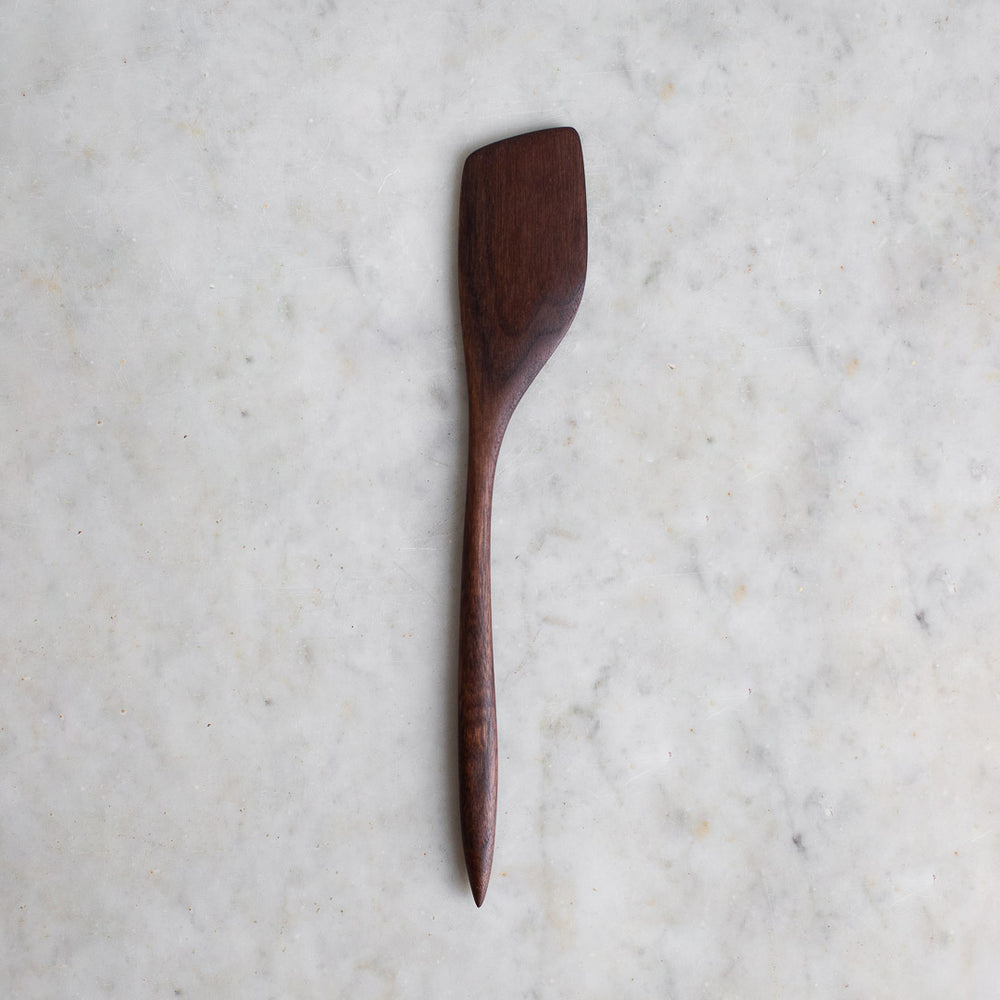 Dark Brown Walnut Small Spatula, Long Handle Wood Spatula