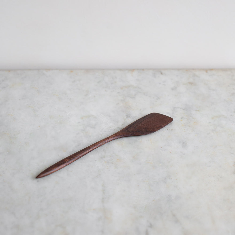 Handmade brown wooden cooking spatula 