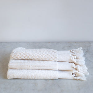 tasseled handmade organic cotton bath towels 