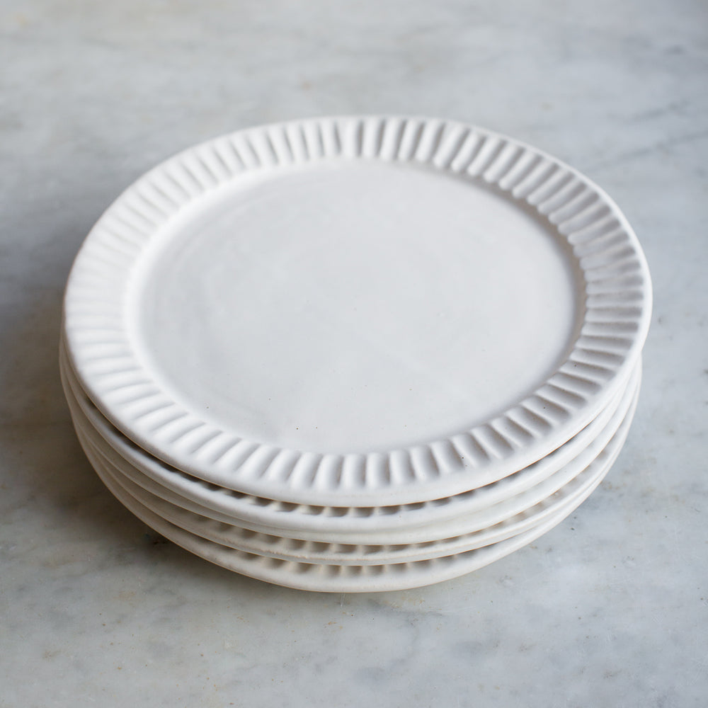 handmade organic stoneware fluted dinner plate 