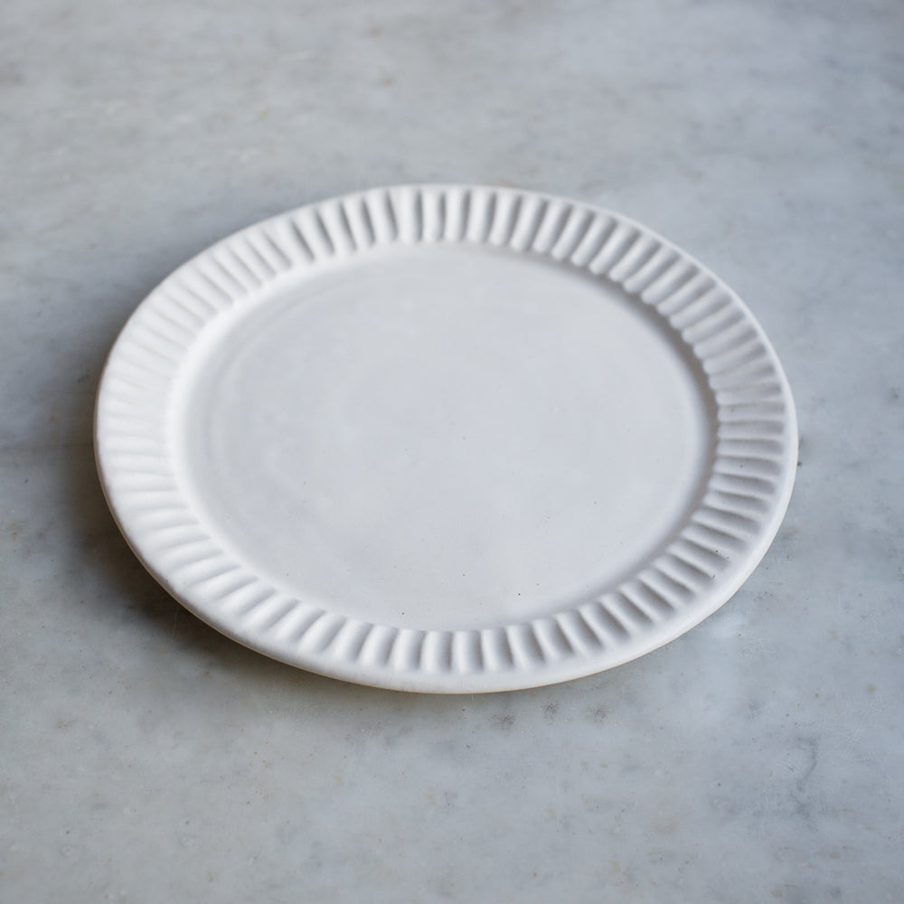 
            
                Load image into Gallery viewer, handmade stoneware fluted dinner plate UK
            
        