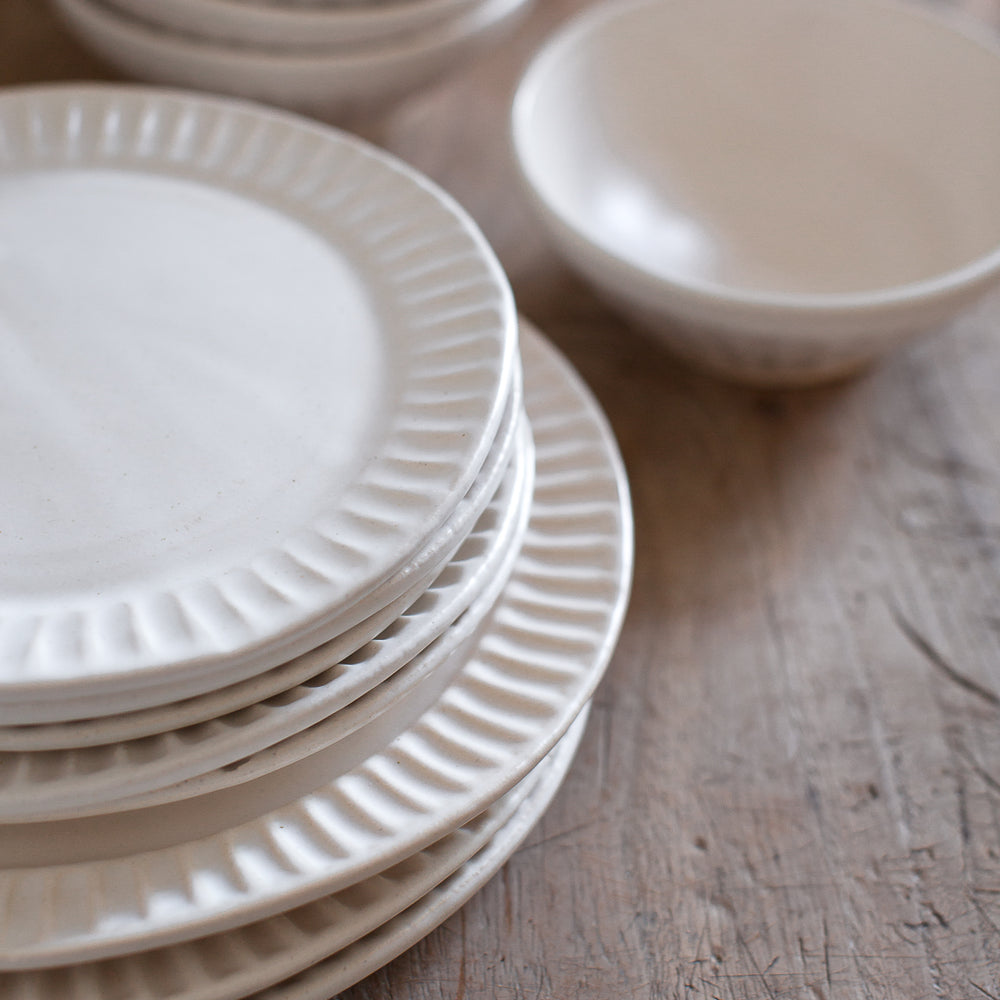 handmade stoneware fluted plates 