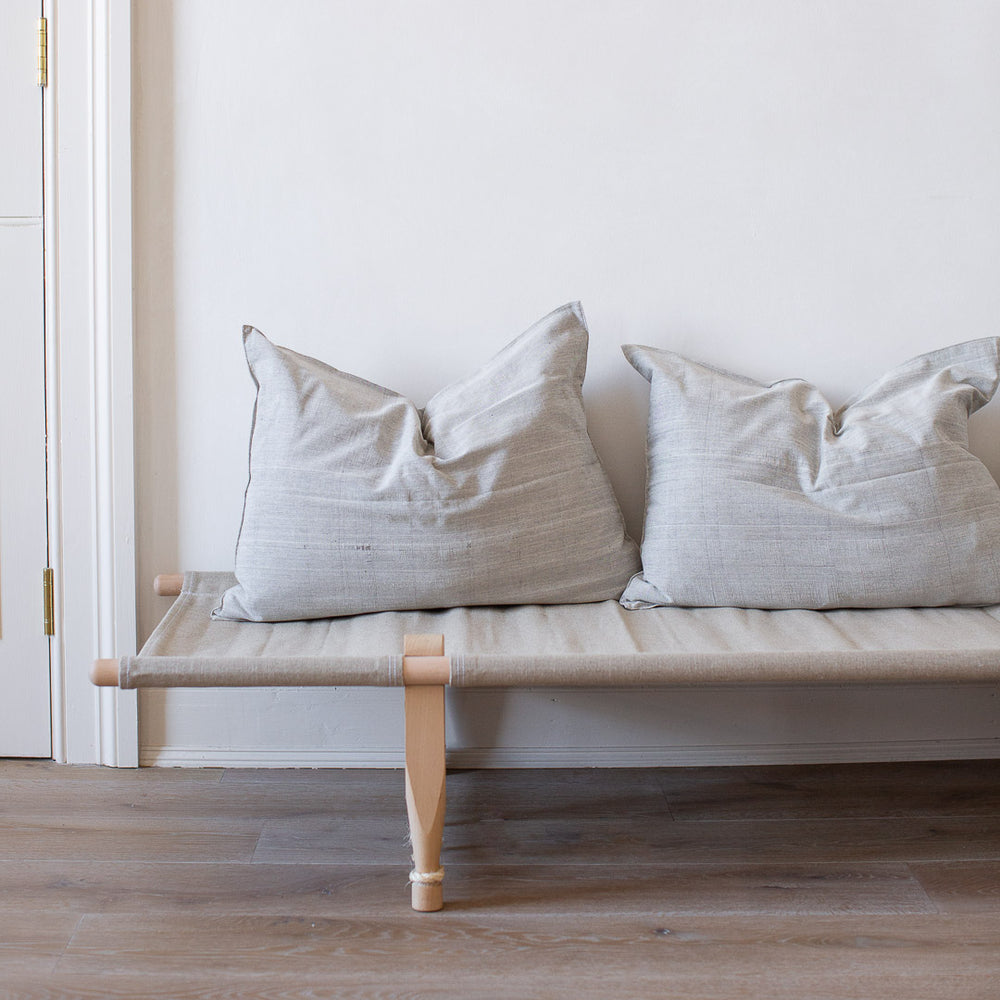 EXTRA LARGE HANDWOVEN COTTON CUSHION COVER IN SOFT CHARCOAL