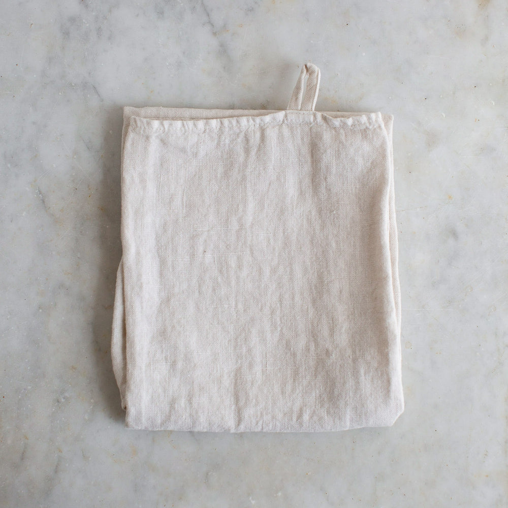 HANDMADE LINEN KITCHEN TOWEL IN WARM WHITE