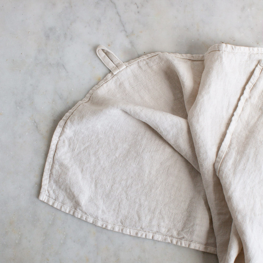 HANDMADE LINEN KITCHEN TOWEL IN WARM WHITE