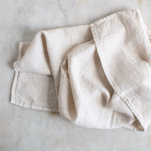 HANDMADE LINEN KITCHEN TOWEL IN WARM WHITE