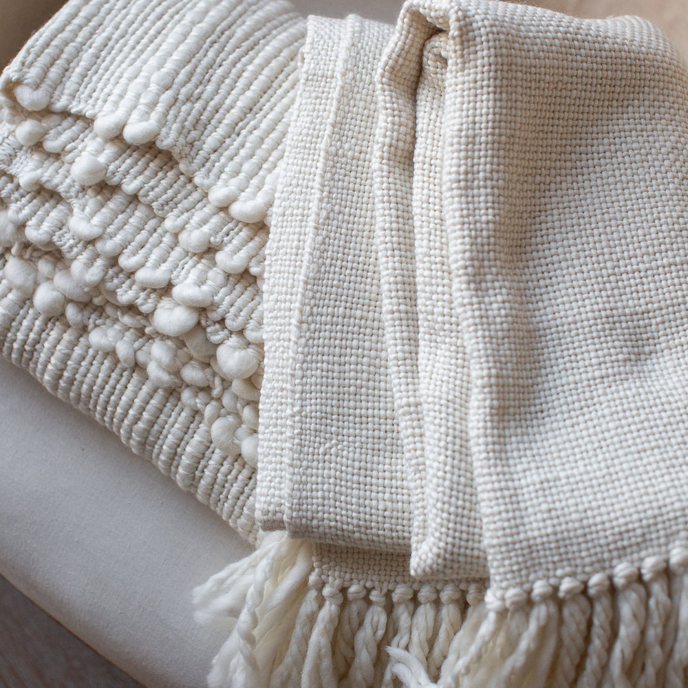 chunky textured handmade merino wool blankets 