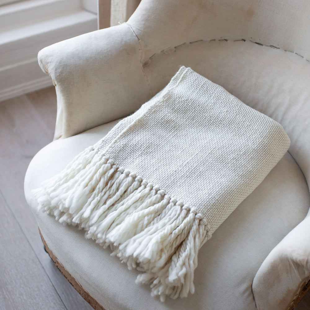 Handwoven Merino Wool Blanket with tassels 